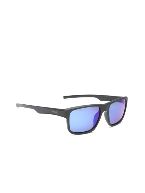 

Polaroid Men Mirrored Polarised Rectangle Sunglasses 3018/S DL5 55JY, Blue