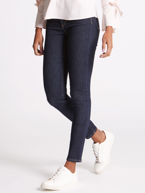 

Marks & Spencer Women Navy Skinny Fit Mid-Rise Clean Look Stretchable Jeans, Navy blue