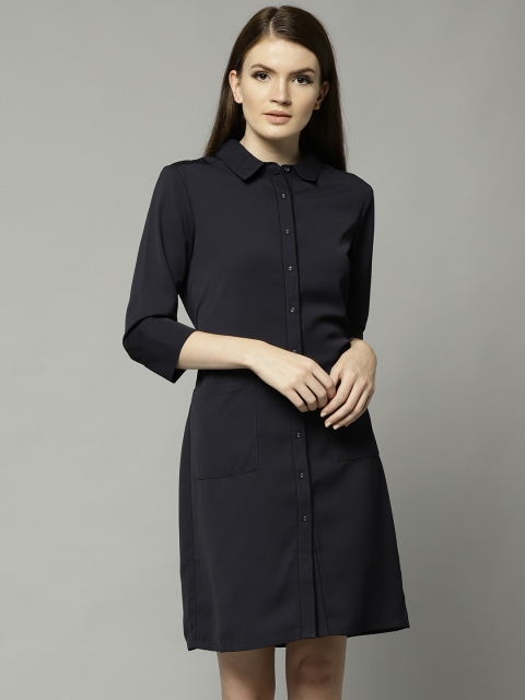 

Marks & Spencer Women Navy Blue Solid Shirt Dress