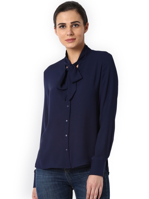 

Van Heusen Woman Navy Blue Regular Fit Solid Casual Shirt