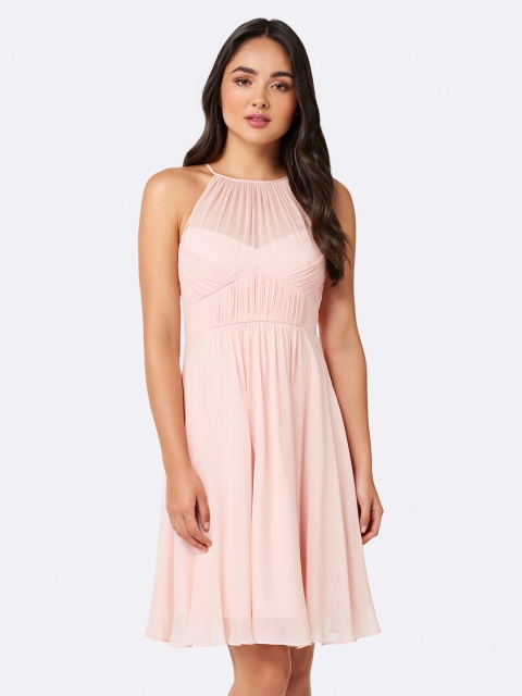 

Forever New Women Pink Solid Fit And Flare Dress