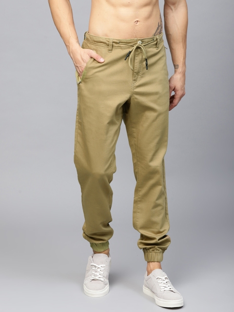 

HRX by Hrithik Roshan Men Khaki Regular Fit Solid Joggers