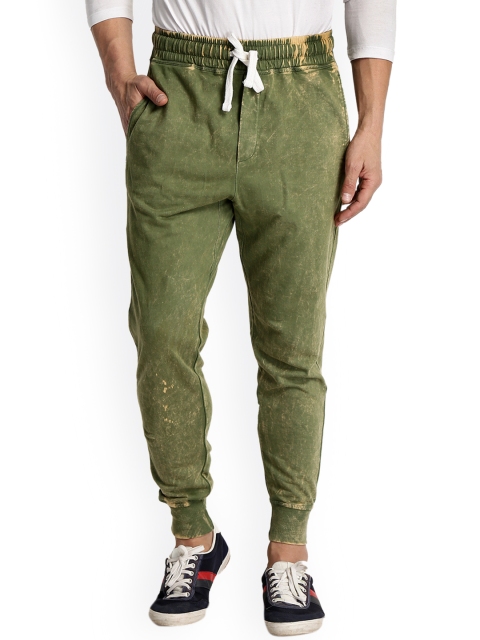 

Tinted Olive Cotton Blend Solid Joggers