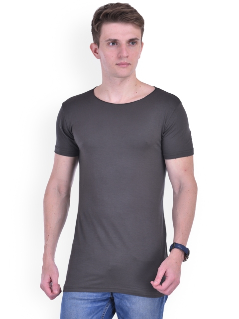 

Tinted Men Grey Solid Slim Fit Round Neck T-shirt