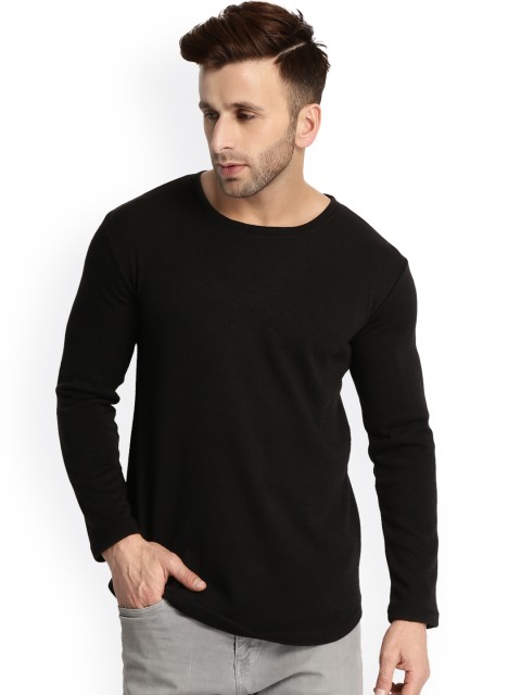 

Tinted Men Black Solid Slim Fit Round Neck T-shirt