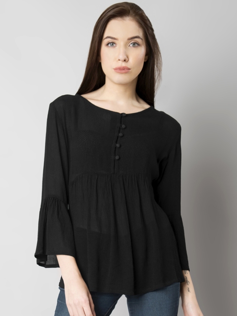 

FabAlley Women Black Solid Empire Top