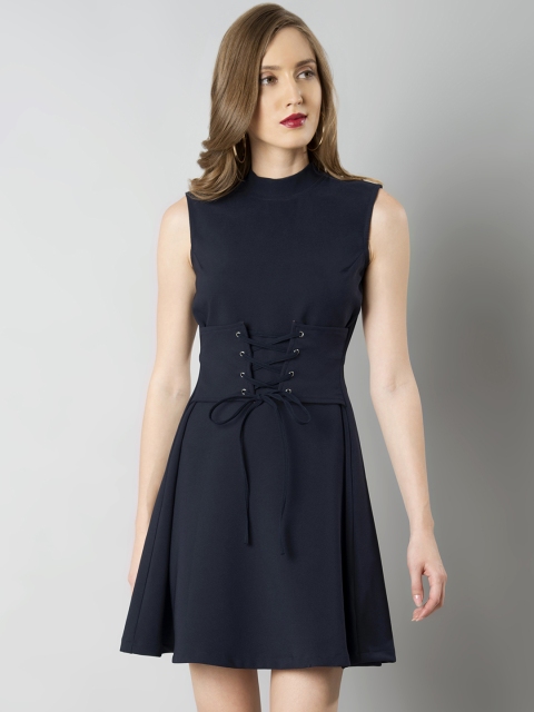 

Faballey Women Navy Blue Solid Sheath Dress