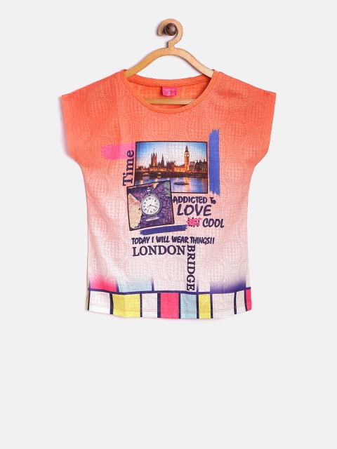 

Tiny Girl Orange Printed Top