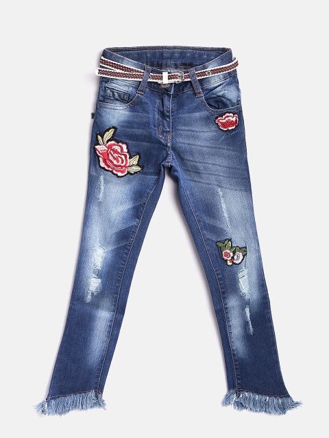 

Tiny Girl Blue Regular Fit Mid-Rise Mildly Distressed Stretchable Jeans