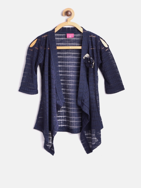 

Tiny Girl Navy Self-Design Waterfall Shrug, Navy blue