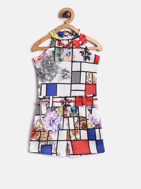 

Tiny Girl Multicoloured Printed Playsuit, Multi