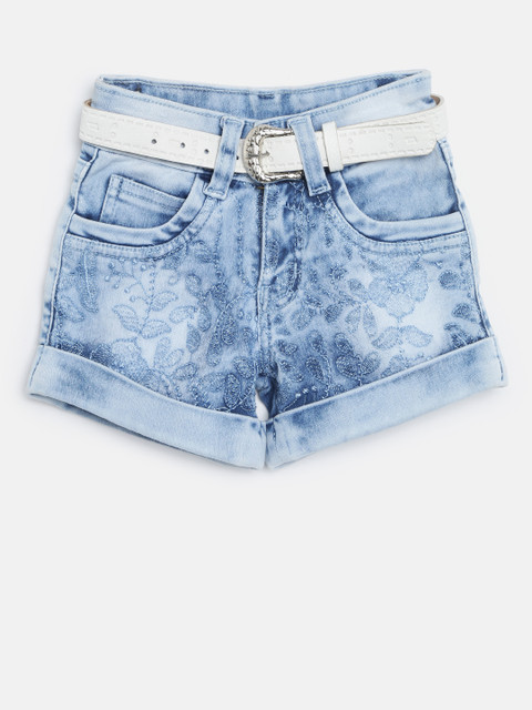 

Tiny Girl Blue Washed Embroidered Denim Hot Pants