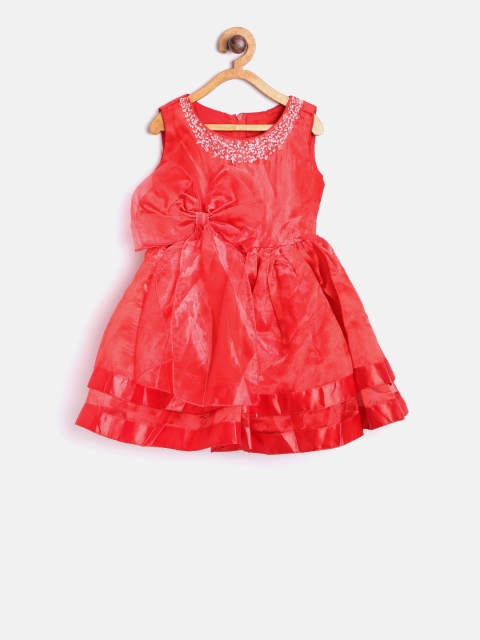 

Tiny Girl Red Embellished Detail Net Fit & Flare Dress