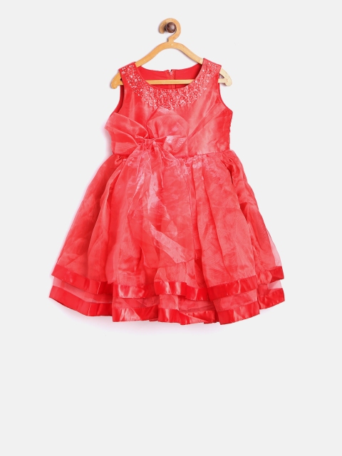 

Tiny Girl Red Embellished Detail Net Fit & Flare Dress