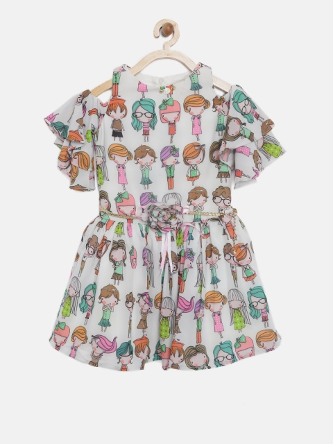 

Tiny Girl Off-White Printed Fit & Flare Dress
