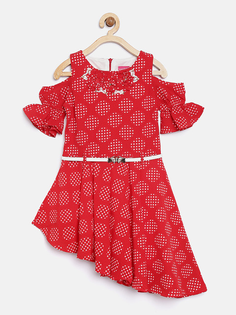 

Tiny Girl Red Printed Fit & Flare Dress