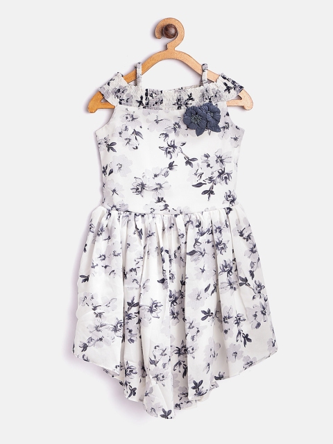 

Tiny Girl White & Navy Floral Print Fit & Flare Dress
