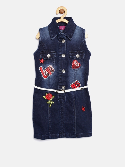 

Tiny Girl Navy Blue Washed Denim Sheath Dress