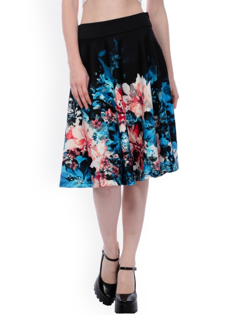 

SCORPIUS Women Black Printed Floral Skirt