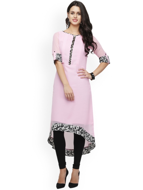 

Ojjasvi Women Pink Solid A-Line Kurta