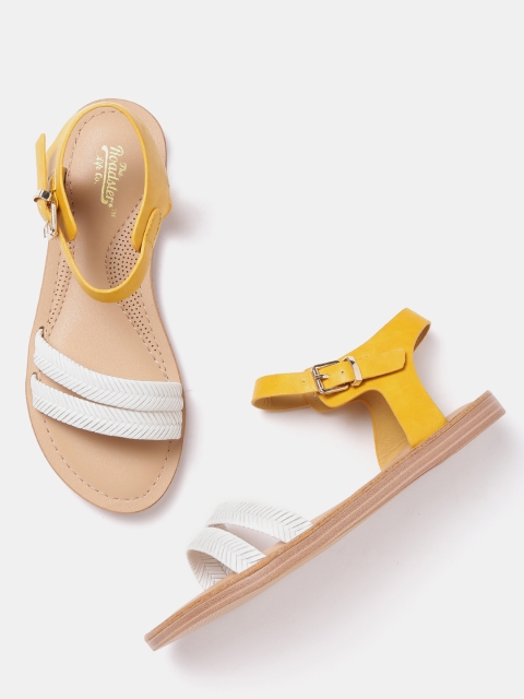 

Roadster Women White & Mustard Yellow Open Toe Flats