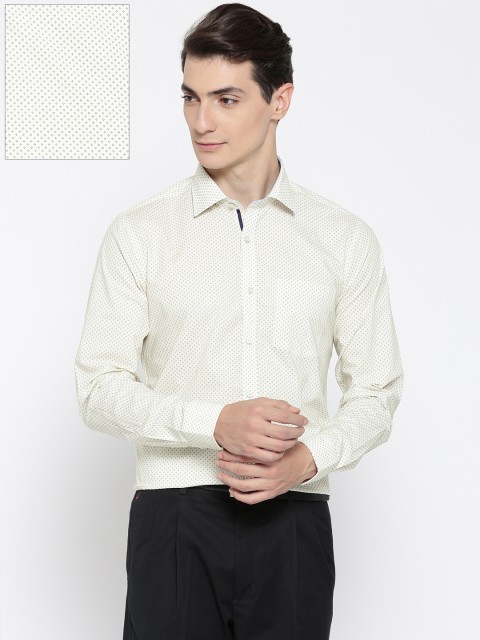 

Blackberrys Men Yellow & Navy Blue Slim Fit Printed Formal Shirt