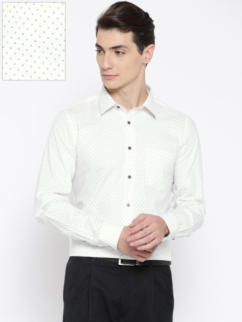 

Blackberrys Men Off-White Slim Fit Printed Formal Shirt