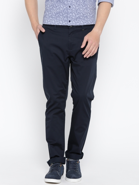 

Blackberrys Men Navy Sharp Fit Solid Trousers, Navy blue
