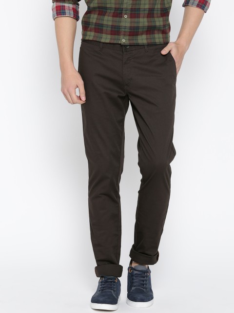 

Blackberrys Men Coffee Brown Sharp Fit Solid Trousers