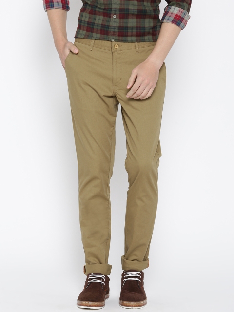 

Blackberrys Men Khaki Sharp Fit Solid Trousers