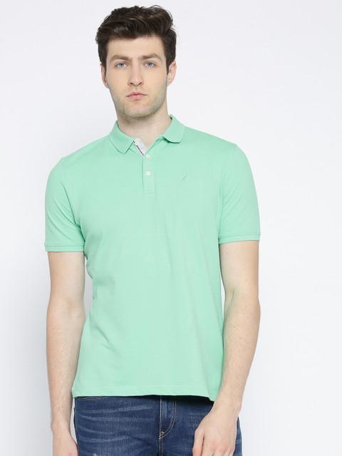 

Blackberrys Men Green Solid Polo Collar T-shirt