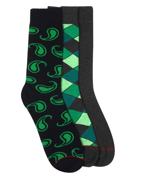 

Soxytoes Men Set of 3 Printed Socks, Black