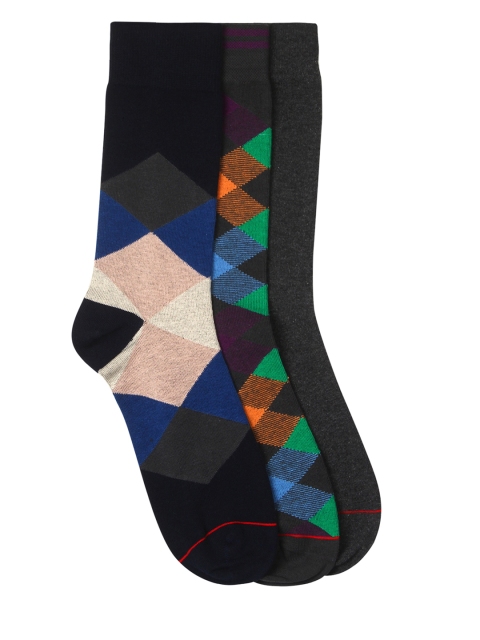 

Soxytoes Men Pack of 3 Assorted Printed Socks, Navy blue