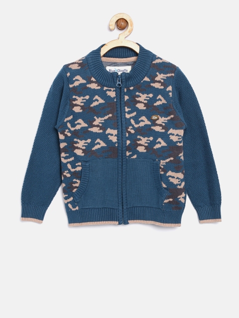 

Blue Giraffe Boys Blue & Beige Patterned Cardigan