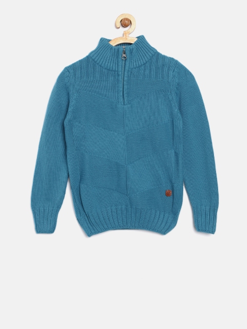 

Blue Giraffe Boys Blue Self-Design Pullover