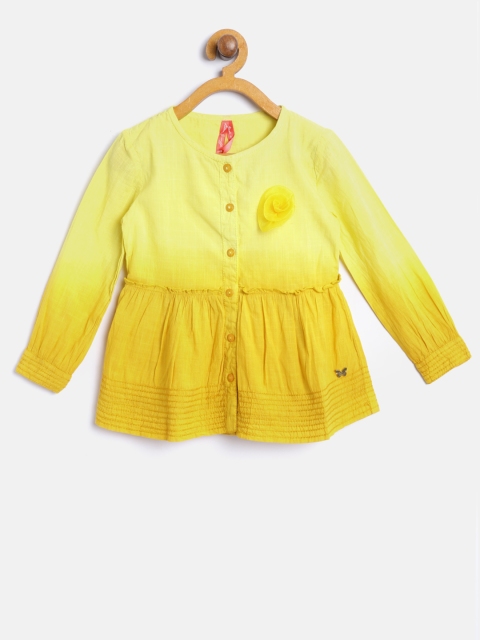 

Blue Giraffe Girls Yellow Dyed A-Line Pure Cotton Top