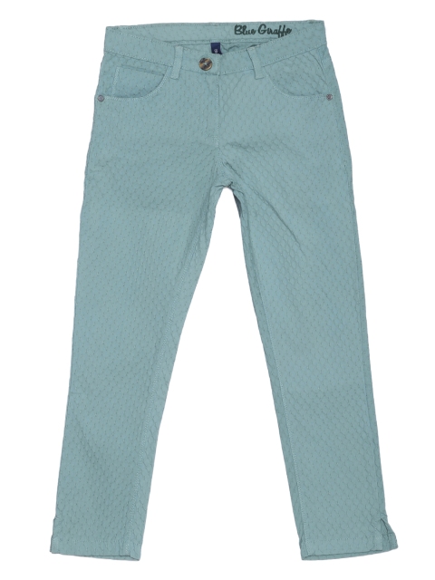

Blue Giraffe Girls Mint Green Slim Fit Self-Design Regular Trousers