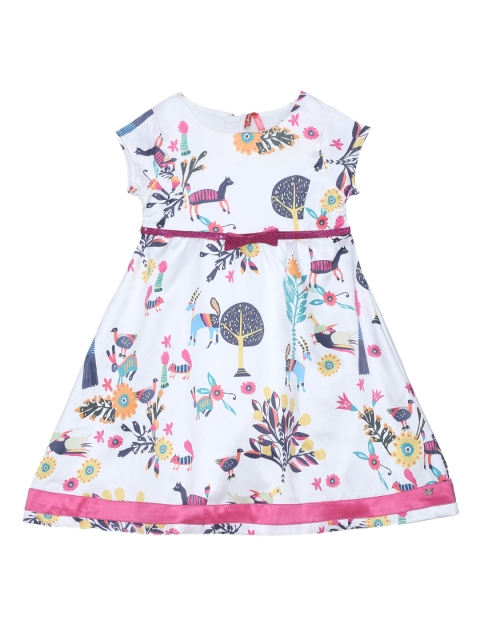 

Blue Giraffe Girls Off-White Printed A-Line Dress