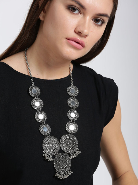 

Infuzze Oxidised Silver-Toned Mirror Necklace
