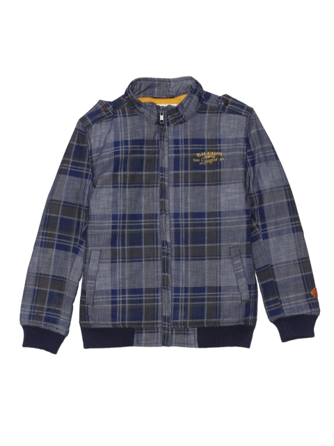 

Blue Giraffe Boys Blue & Grey Checked Bomber Jacket