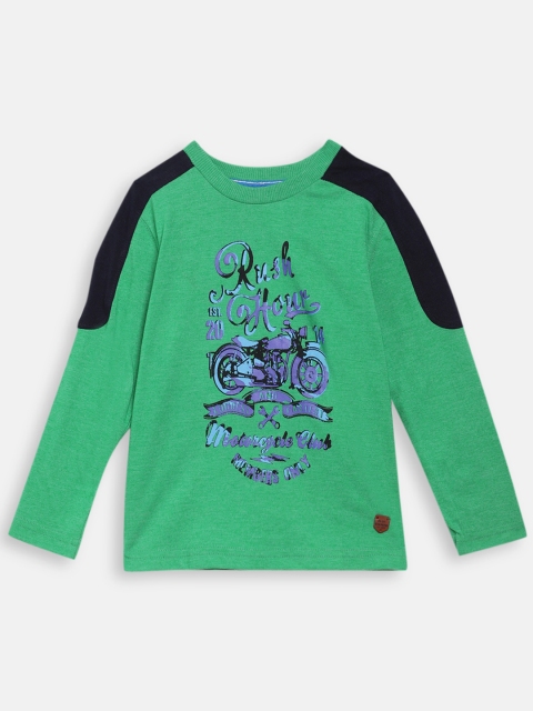 

Blue Giraffe Boys Green Printed Round Neck T-shirt