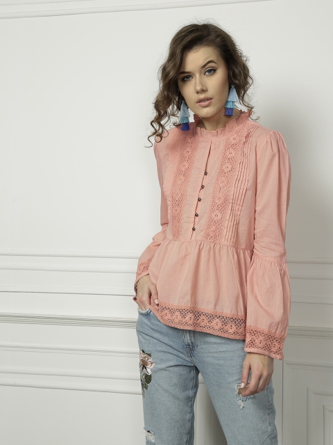 

all about you Women Peach-Coloured Solid Regular Top