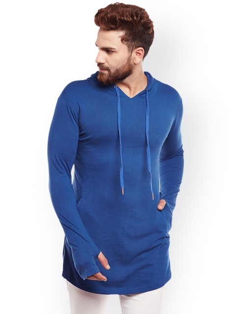 

Hypernation Men Blue Solid Hooded Sweatshirt