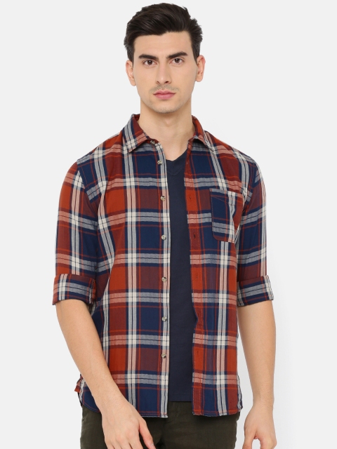 

Jack & Jones Men Rust Slim Fit Checked Casual Shirt