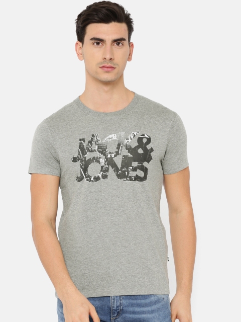 

Jack & Jones Men Grey Printed Round Neck T-Shirt
