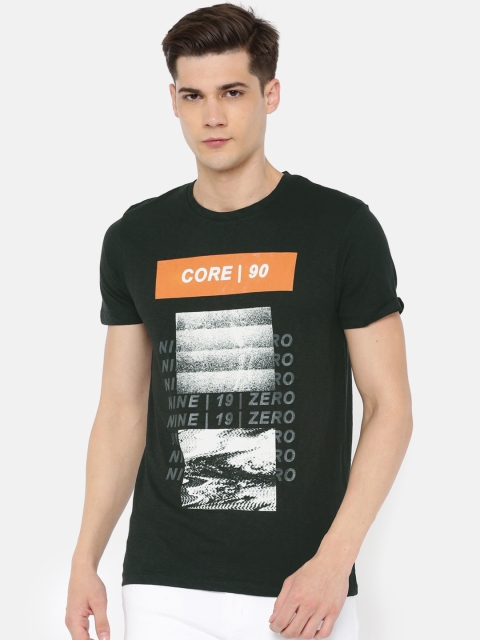 

Jack Jones Men Black Printed Round Neck Pure Cotton T-shirt