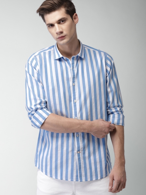 

Mast & Harbour Men Blue & White Slim Fit Striped Casual Shirt