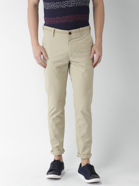 

Mast & Harbour Men Beige Regular Fit Solid Chinos