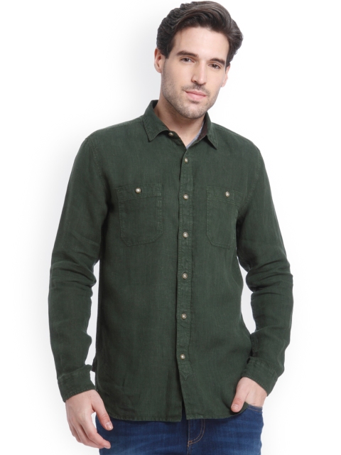 

Jack & Jones Men Green Slim Fit Solid Casual Shirt