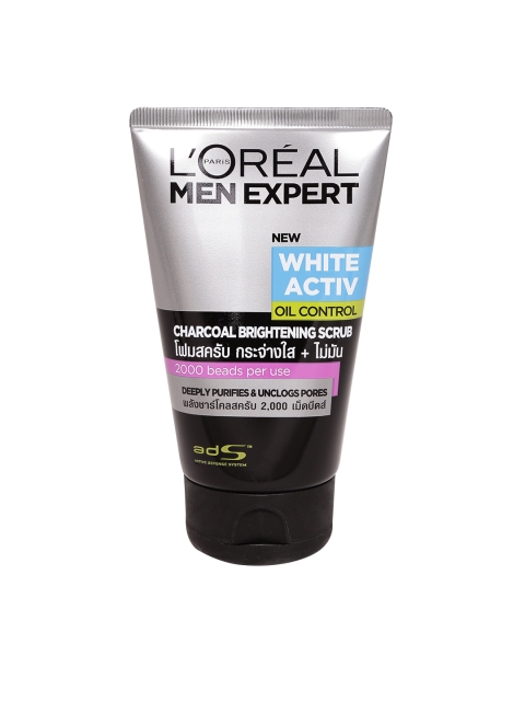 

LOreal Paris Men Expert White Activ Oil Control Charcoal Brightening Scrub 100 ml, Grey